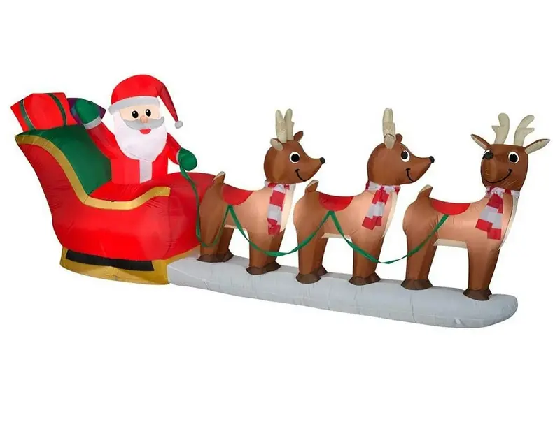 12-Foot Led Santa Sleigh Scene Inflatable Outdoor Holiday Display 1