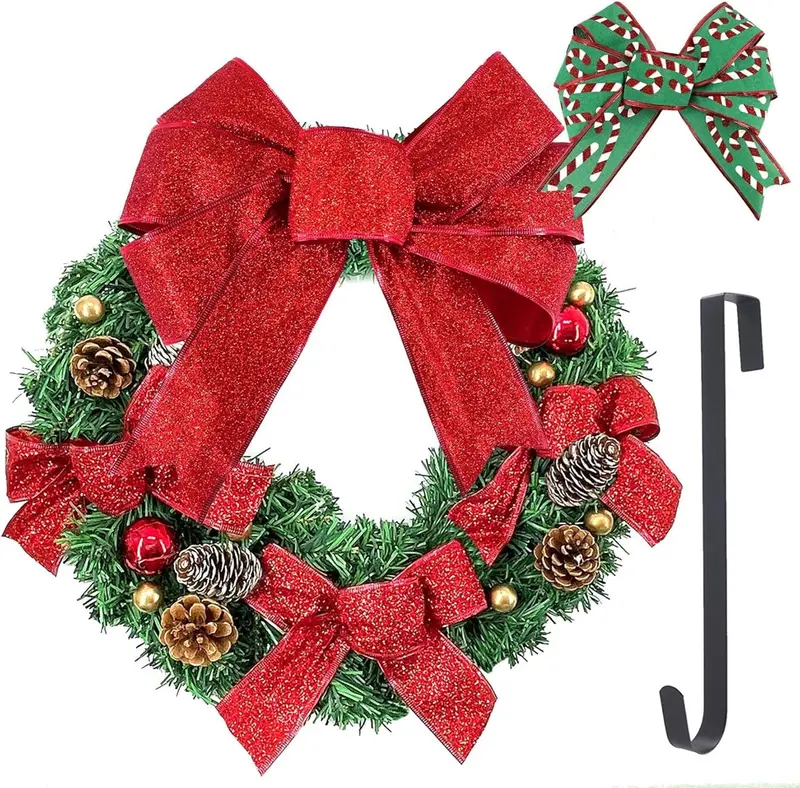 18-Inch Artificial Pine Wreath – Pre-Decorated Front Door Wreath With Integrated Hanger 1