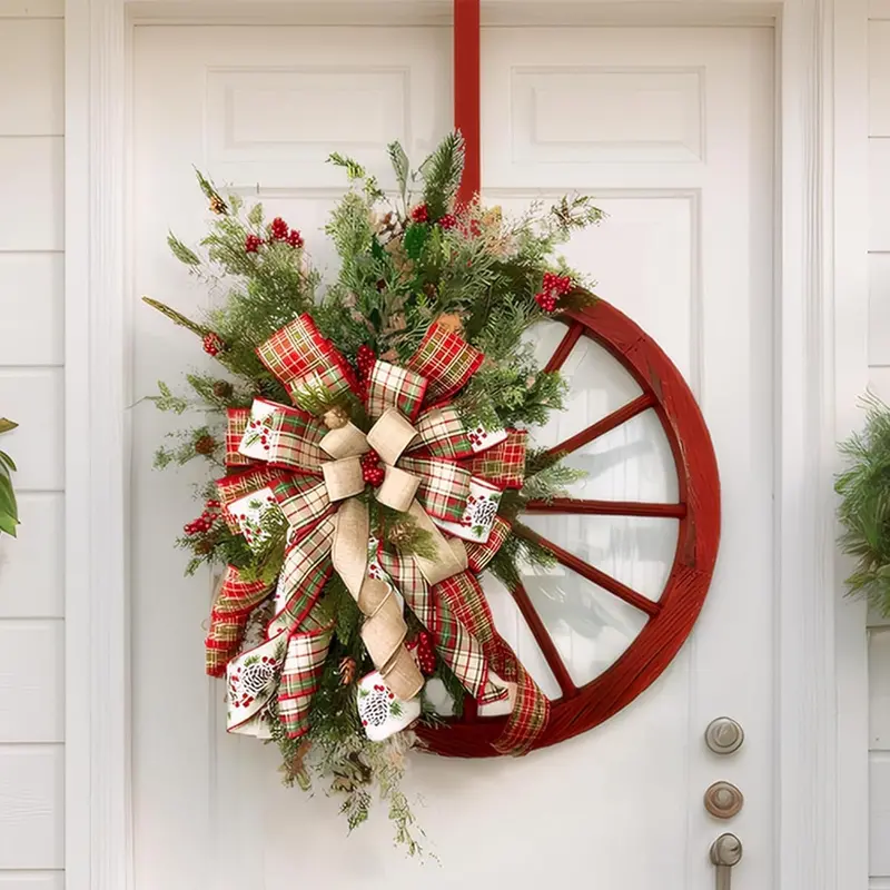 18-Inch Wooden Christmas Roulette Wheel Wreath Decoration 1