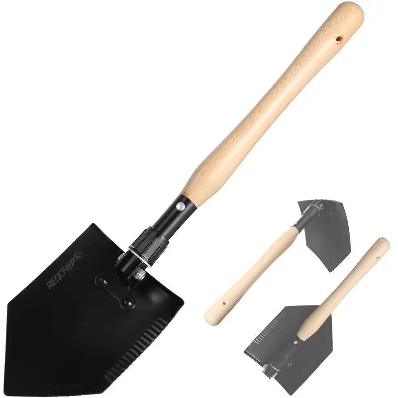 23" Tactical Folding Entrenching Tool – Spetsnaz-Style Shovel With Hardwood Handle For Camping, Hiking, Gardening & Beach Use 1