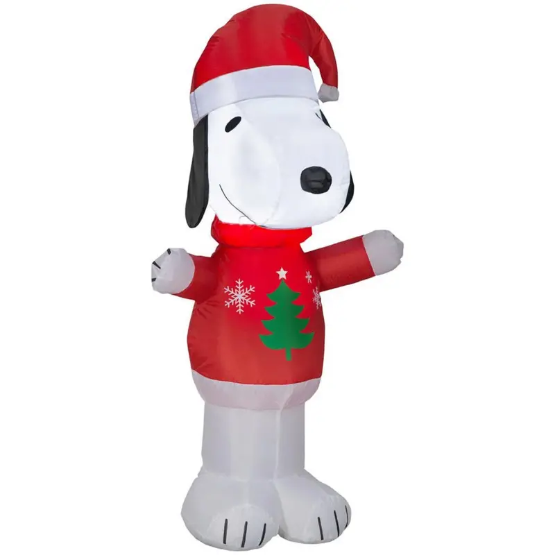 3.5-Foot Pre-Lit Snoopy Inflatable Airblown Decor — Festive Christmas Tree Sweater Design 1