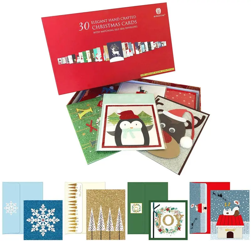 30-Piece Elegant Handcrafted Christmas Card Set With Envelopes 1