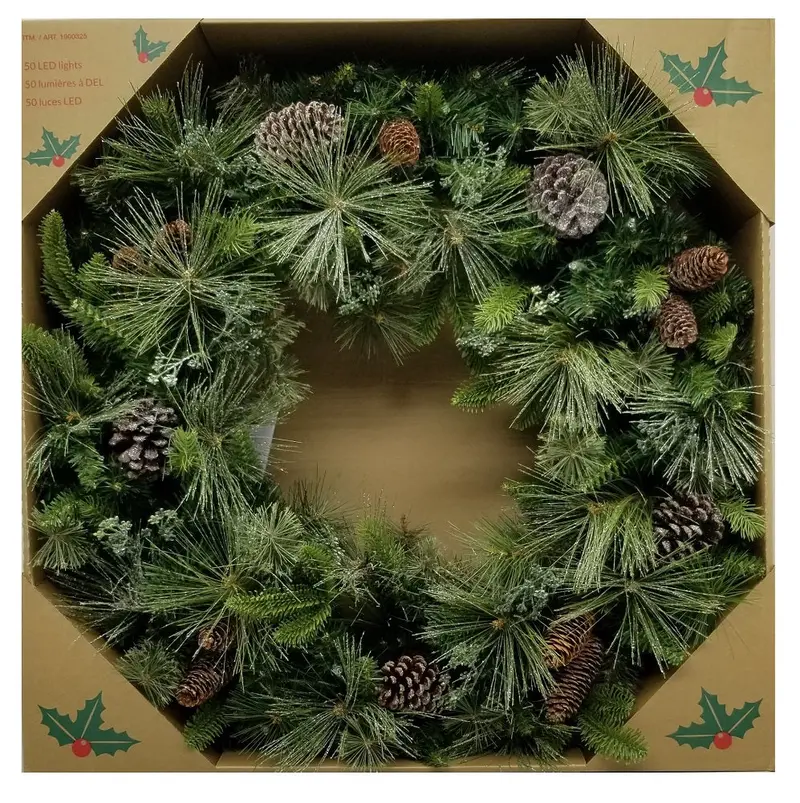 32-Inch Battery-Powered Led Wreath – Pre-Lit With 50 Color-Changing Lights 1