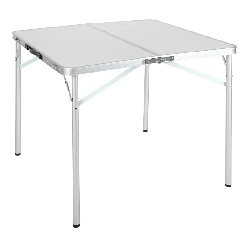 32-Inch Square Aluminum Folding Table — Adjustable-Leg Portable Picnic Or Bridge Table, Folds In Half For Easy Transport (White) 1