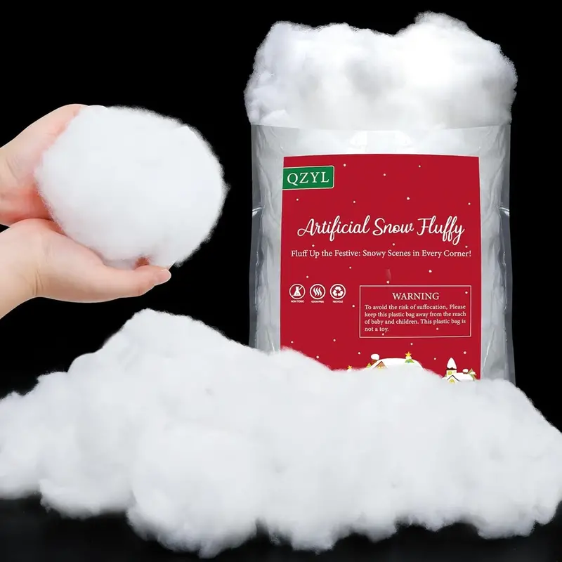 4-Pound Vacuum-Sealed Fluffy Fake Snow – Cotton-Like Christmas Village Accent 1
