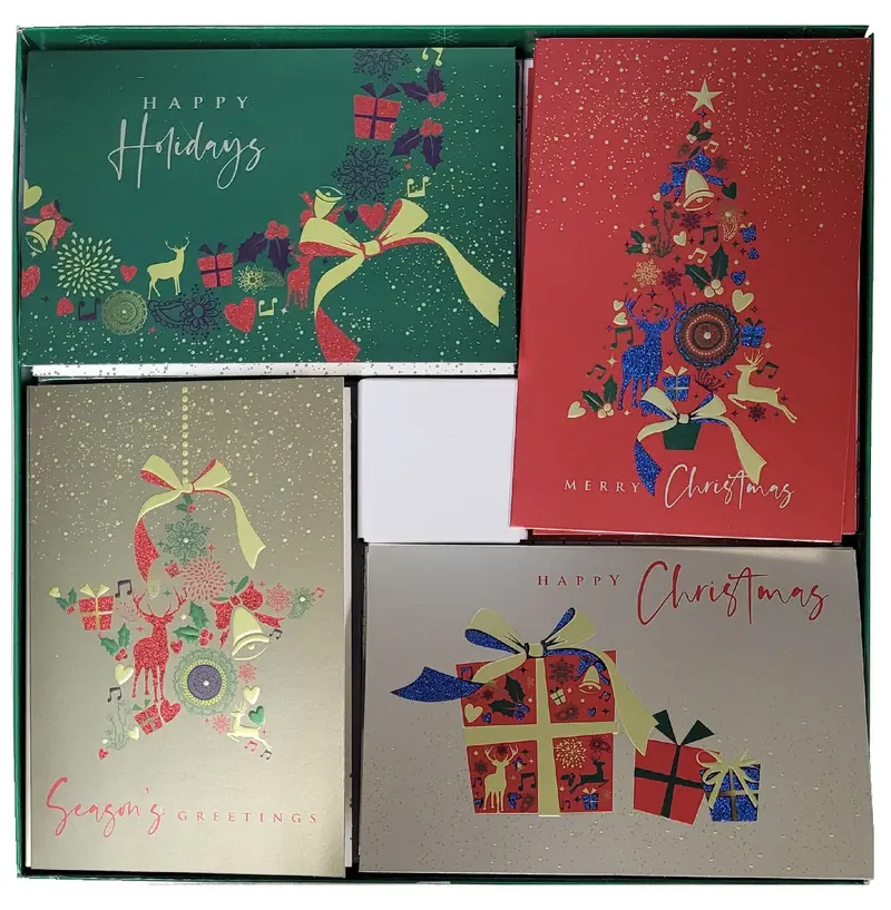 40 Shape-Of-Christmas Holiday Greeting Cards With Foil-Embellished Self-Sealing Envelopes 1