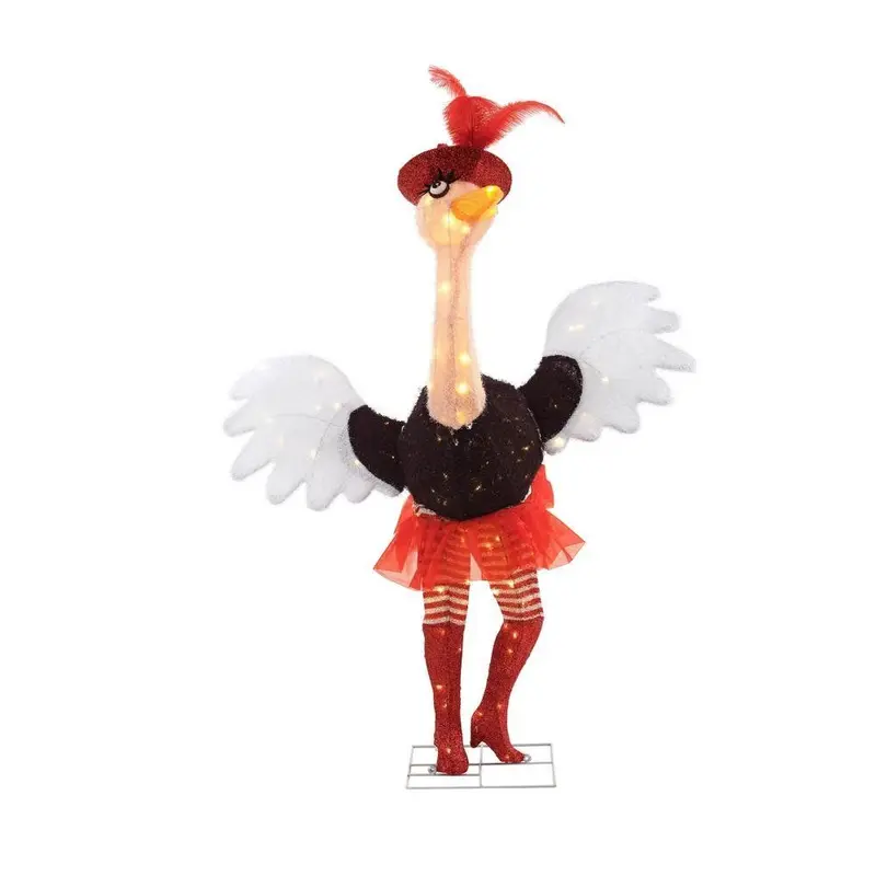 55-Inch Led Tinsel Ostrich Yard Decoration – 140-Light Holiday Light String 1