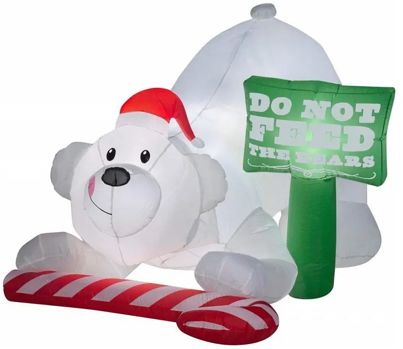 6.5-Foot Animated Inflatable Polar Bear With Led Lights And Humorous 'Do Not Feed The Bears' Sign 1