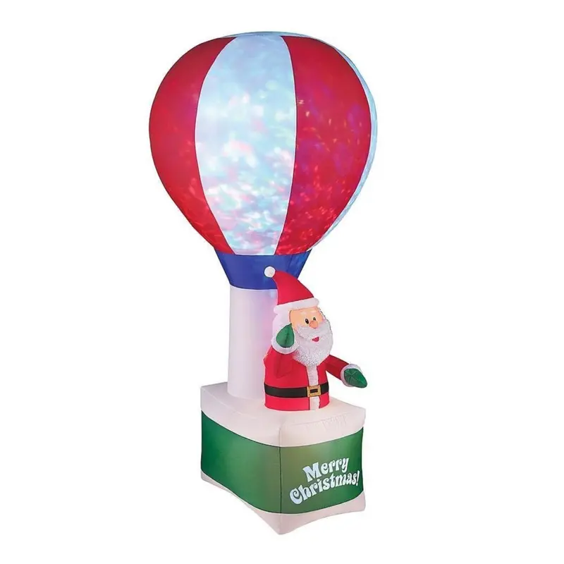 8-Foot Inflatable Santa Hot Air Balloon – Light-Up Christmas Airblown Decoration 1