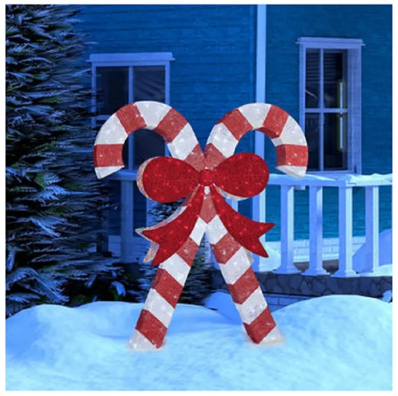 84-Inch Outdoor Led Candy Cane Decor With 380 Warm White Lights 1