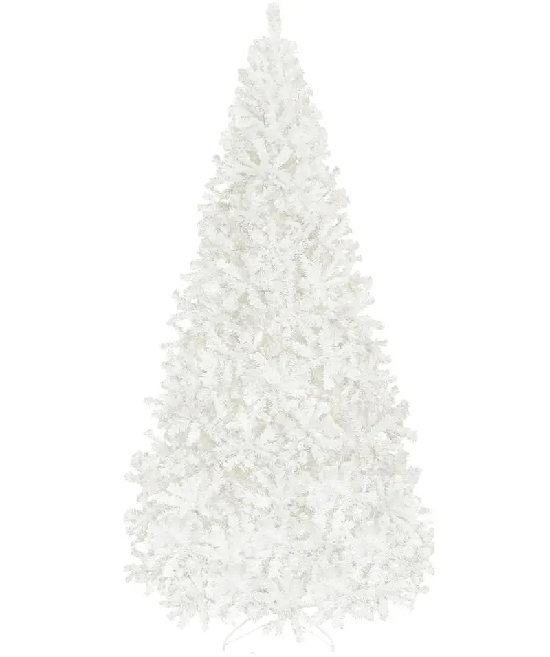 9-Foot Pre-Lit White Artificial Christmas Tree – Led Lights & Sturdy Metal Stand Included 1