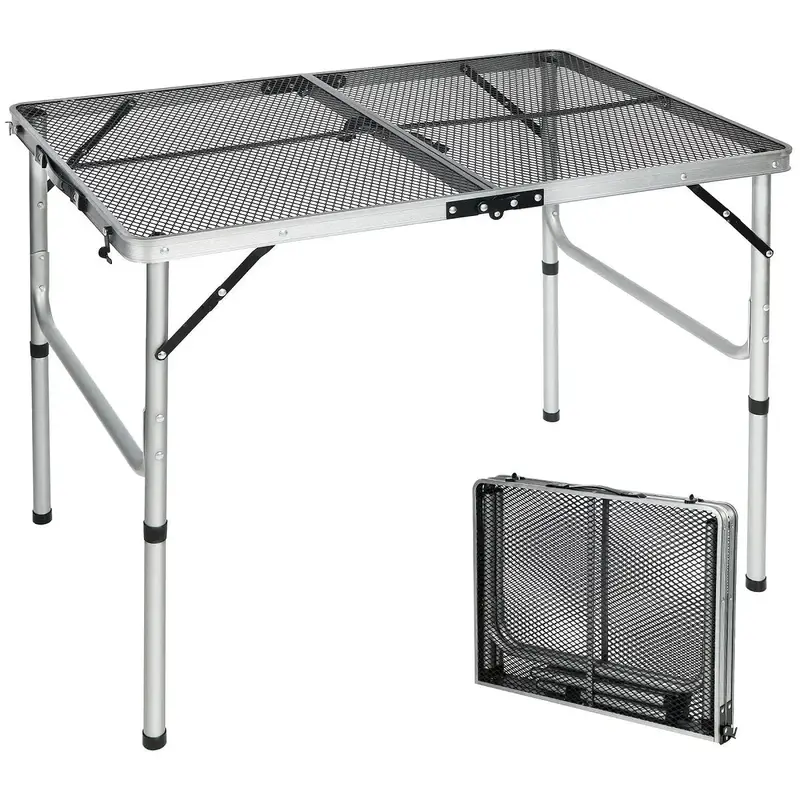 Adjustable Outdoor Grill Table With Stable Height-Control Legs 1