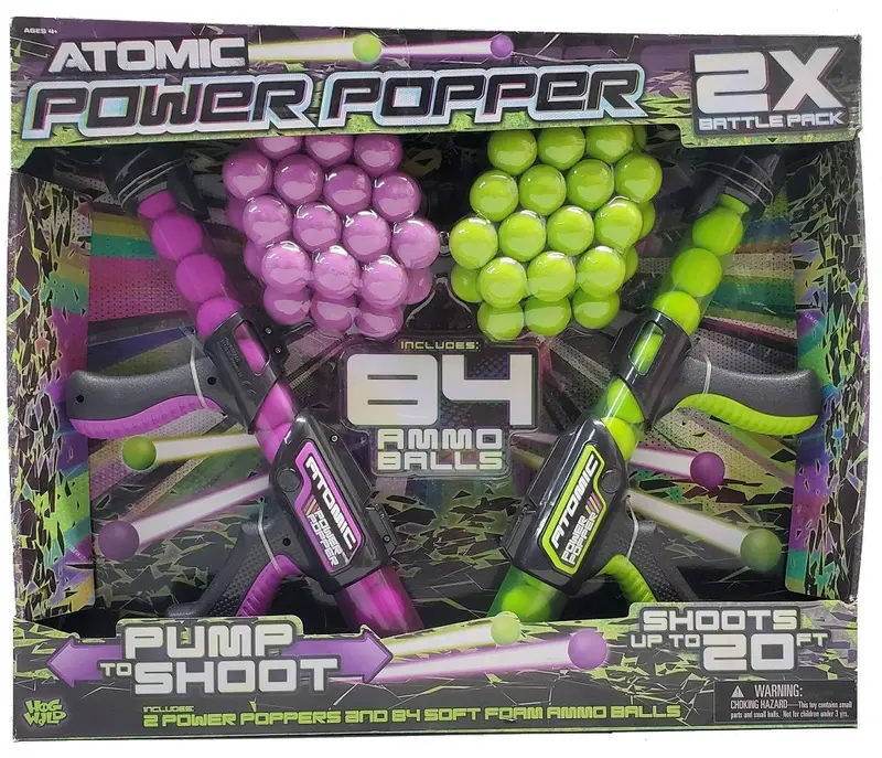 Atomic Power Popper Battle Pack – 2 Launchers + 84 Ammo Balls 1