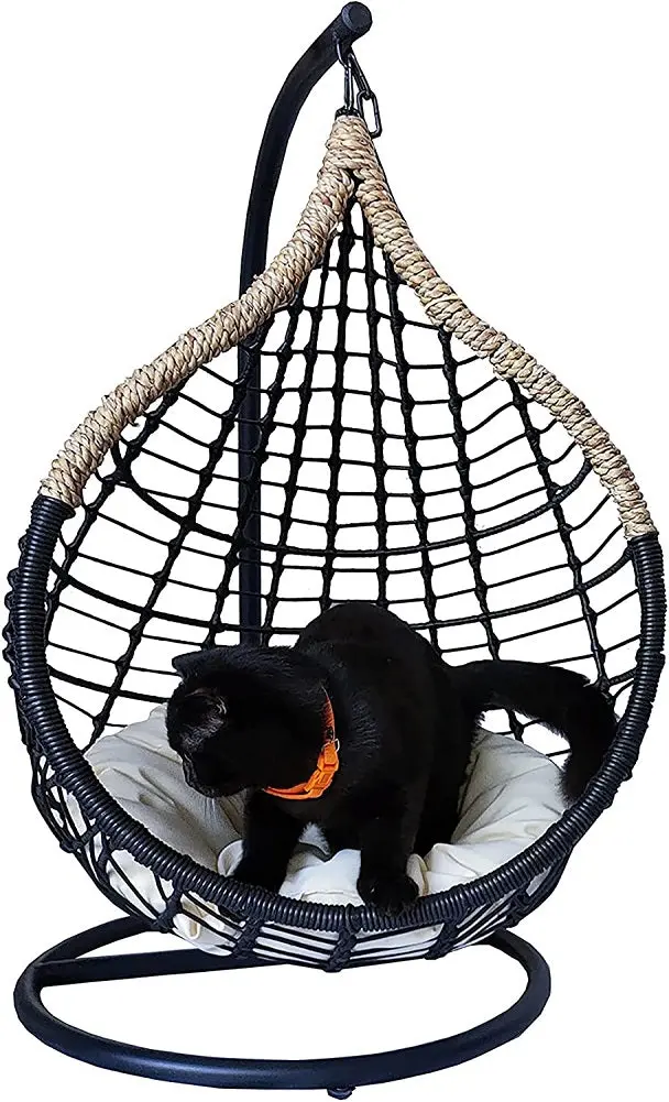 B.U.Style Black Teardrop Swinging Cat Bed Basket For Small Animals 1