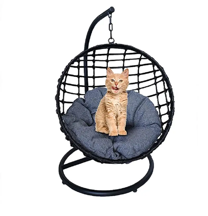 B.U.Style Round Black Cat Nest Bed With Cushion For Small Pets 1