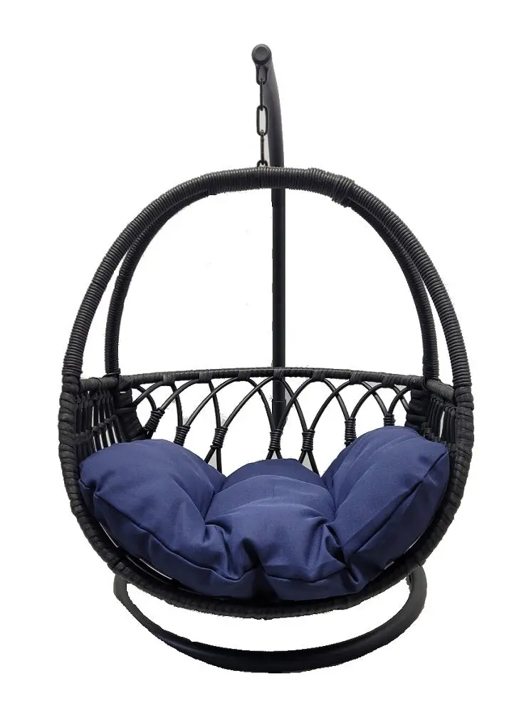 B.U.Style Swinging Cat Bed Basket – Black Nest With Blue Cushion For Small Pets 1