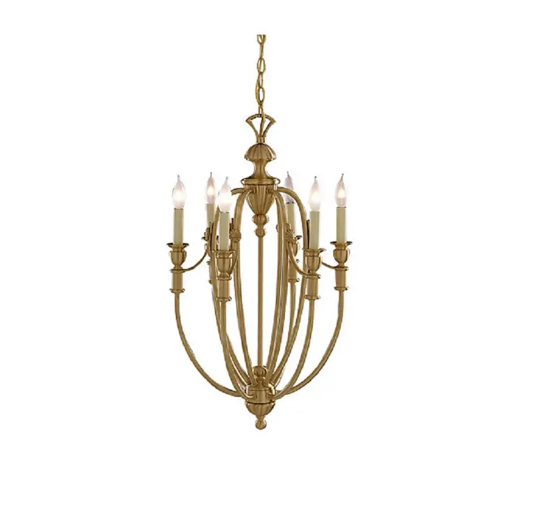 Baldwin Hepplewhite Chandelier – 6-Light Satin Brass Pendant Fixture 1