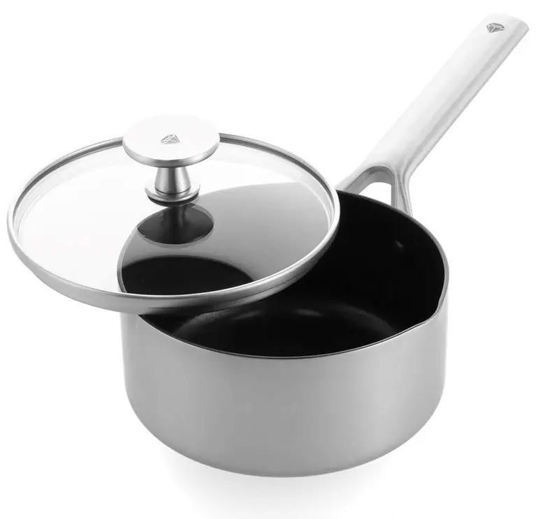 Blue Diamond Tri-Ply Ceramic Non-Stick 1.6-Quart Saucepan With Lid – Modern Silver 1