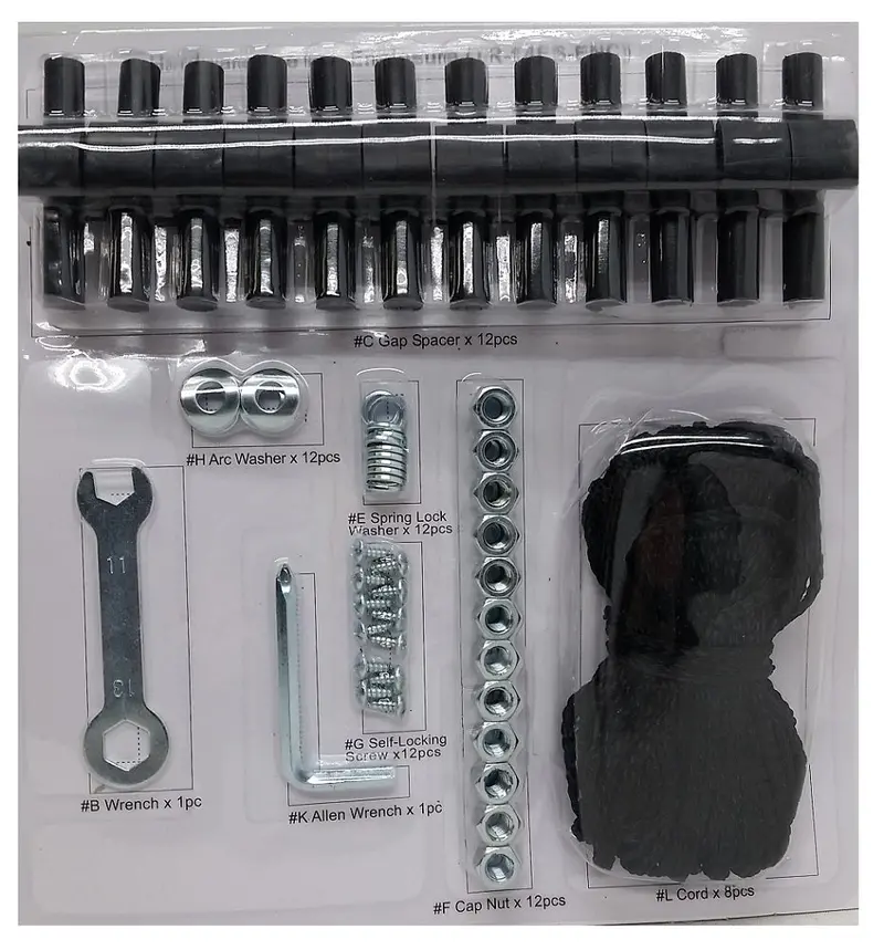 Bouncepro 14-Foot Flex Enclosure Hardware Kit – Includes Gap Spacers, Cords, And Nuts 1