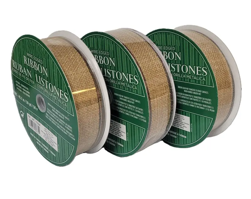 Brown Burlap Wire-Edged Ribbon, 1.5" × 50 Yards — Pack Of 3 1