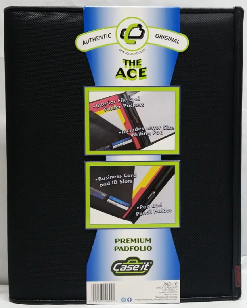 Case-It The Ace Premium Padfolio – 8.5" X 11", Black Document Organizer With Internal Pocket 1