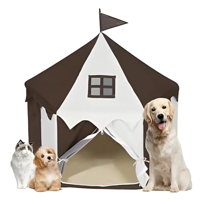 Cat Princess Portable Teepee Tent – Warm Brown, 30" X 33.5" Cozy Feline Retreat 1