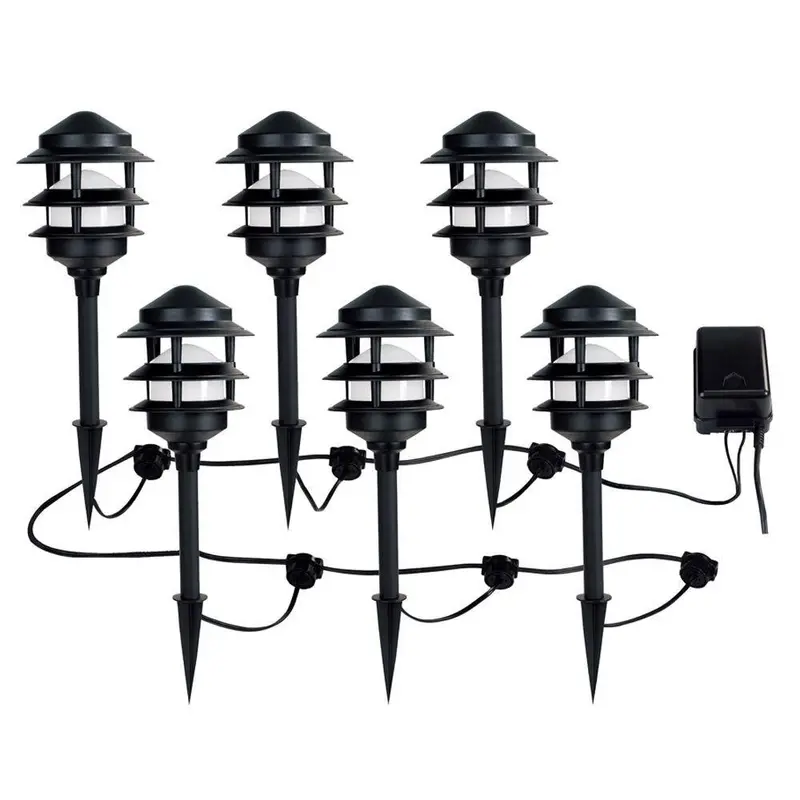 Ce Tech Bluetooth-Enabled Low-Voltage Audio Path Light Kit – Black (6-Piece) 1