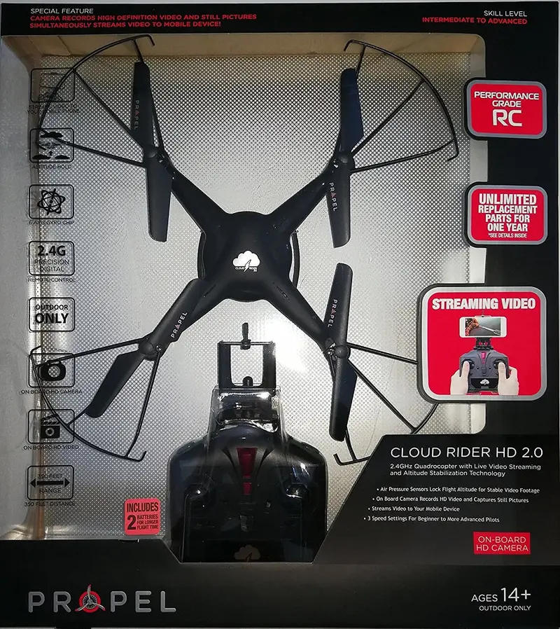 Cloud Rider Hd 2 Live-Streaming Quadcopter Drone – Black, Stabilized Camera 1