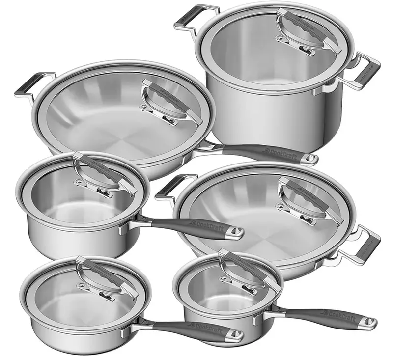 Cookcraft By Candace 12-Piece Tri-Ply Stainless Steel Deluxe Cookware Set 1
