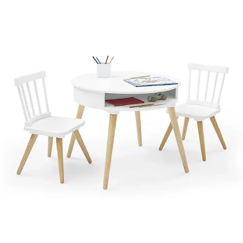 Delta Children Hudson Storage Table And Two-Chair Set – Matte White 1