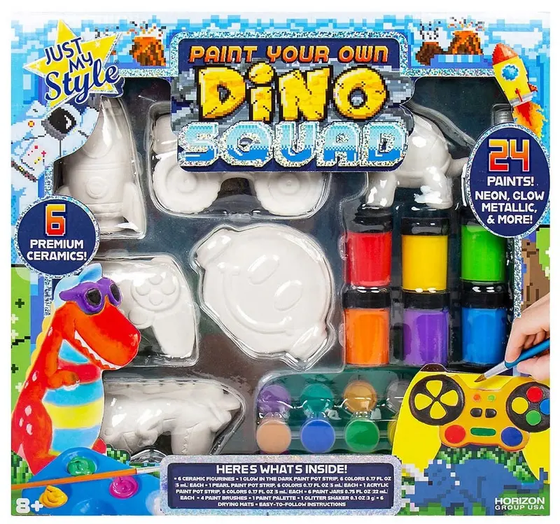 Diy Dino Squad Ceramic Painting Kit – 6 Figurines + 24 Paints 1