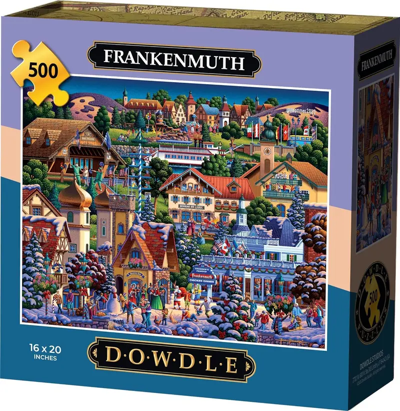 Dowdle Folk Art Jigsaw Puzzle: Frankenmuth – 500-Piece Michigan-Themed Illustration 1
