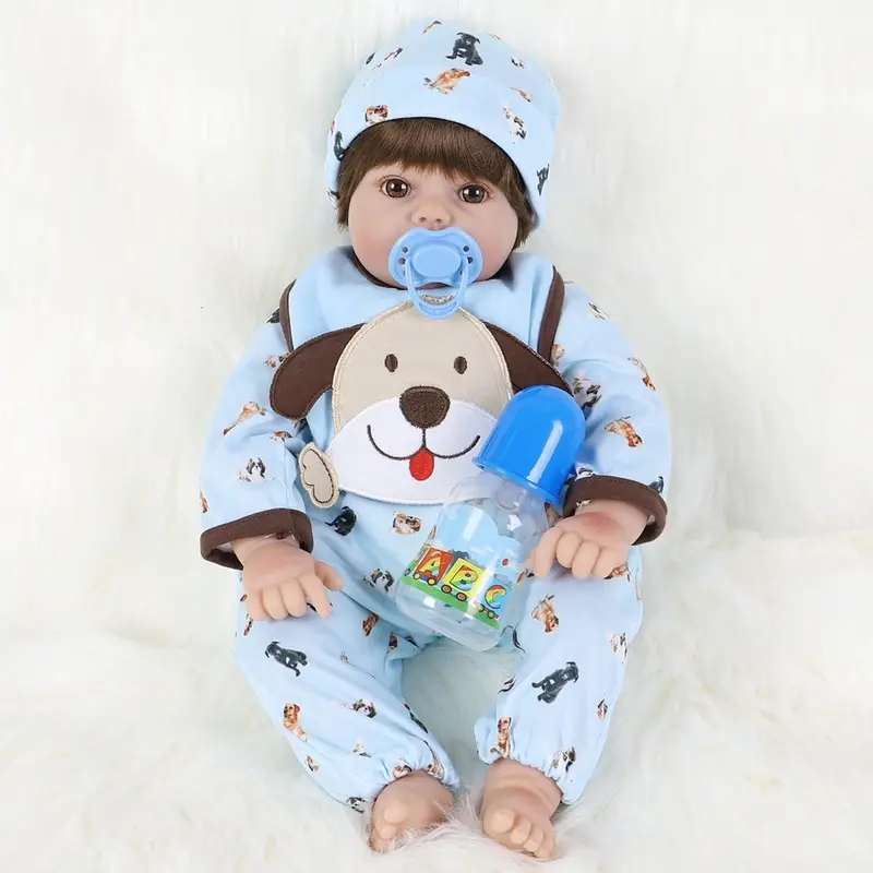 Enadoll 22-Inch Realistic Reborn Boy Doll – Blue Attire, Premium Silicone Construction 1