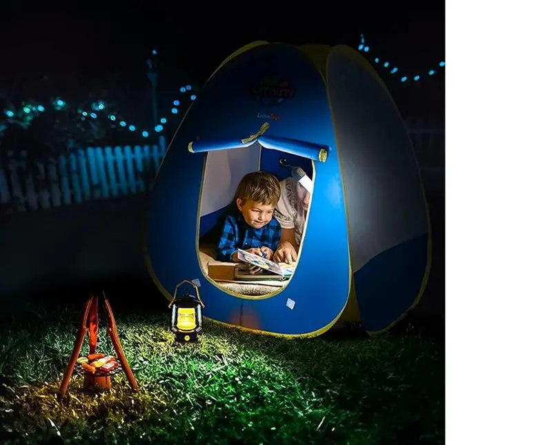 Fun Little Toys Pop-Up Kids’ Camping Tent With Battery-Powered Lantern 1