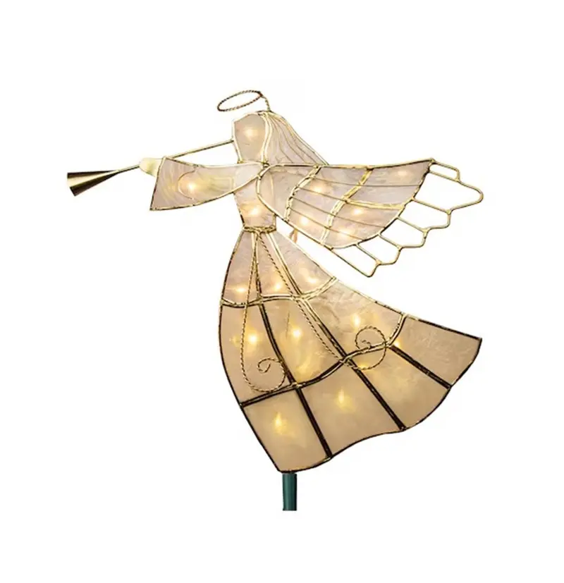 Ge Capiz Angel Tree Topper – 10-Inch, 16-Light, Off-White With Clear Leds 1