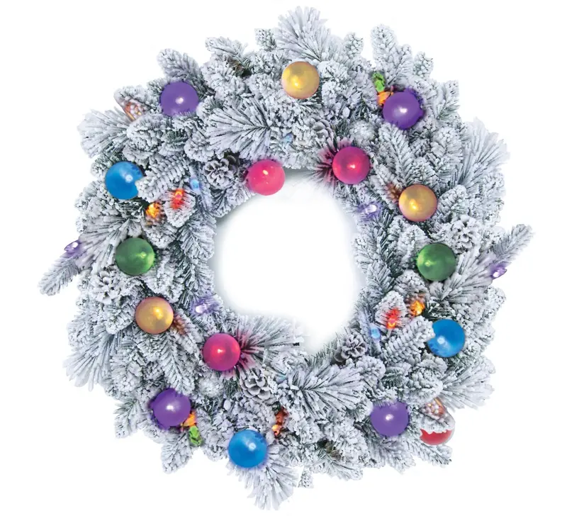 Ge Color Choice 26-Inch Dual-Color Pre-Lit Flocked Christmas Wreath 1