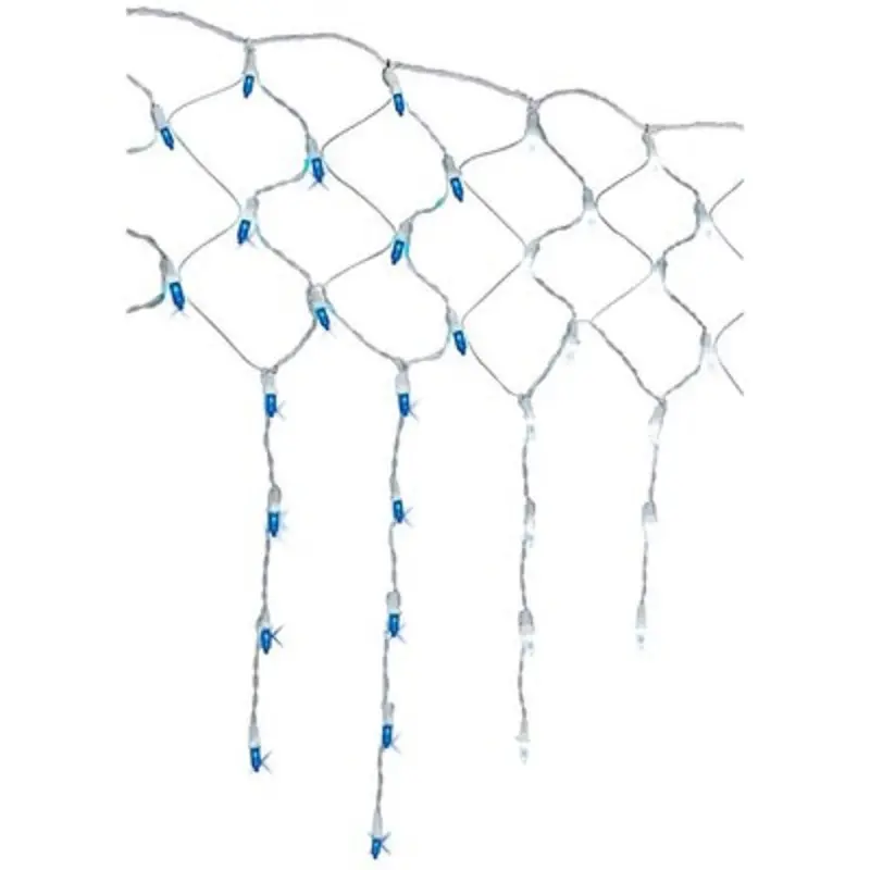 Ge Color Choice Dual-Tone Blue-And-White Christmas Icicle Lights – 145-Light Net Design 1