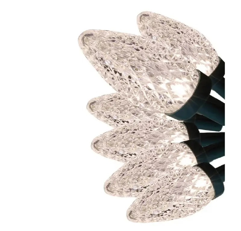 Ge Energy Smart 100-Led Diamond Cut C-9 Lights – Warm White With Green Wire, 66 Feet 1