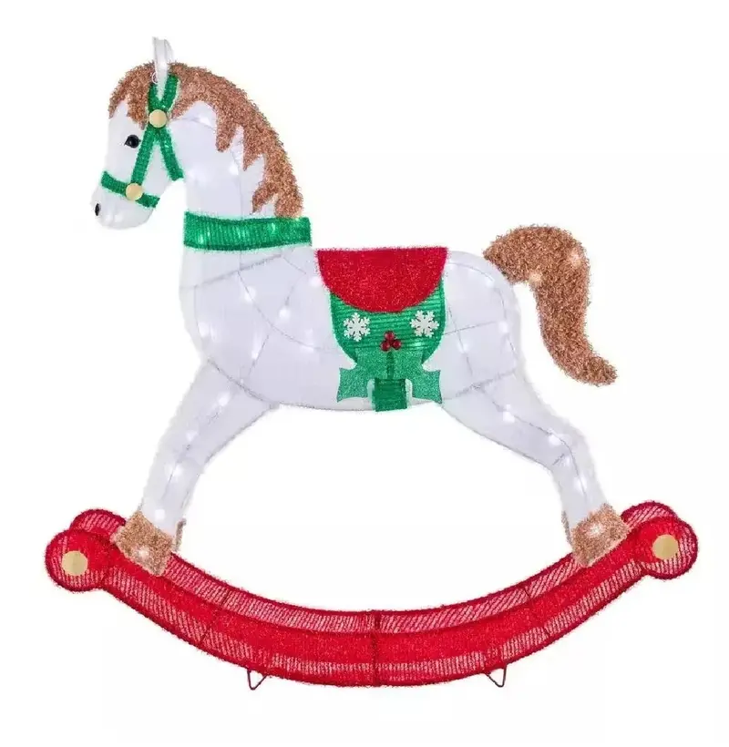 Gemmy 4-Foot Led Glimmer Tinsel Rocking Horse Yard Decoration 1