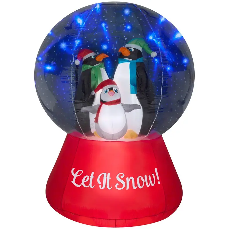 Gemmy Airblown Inflatable Snow Globe – 5-Foot Penguin Family Scene With Glimmer Leds 1