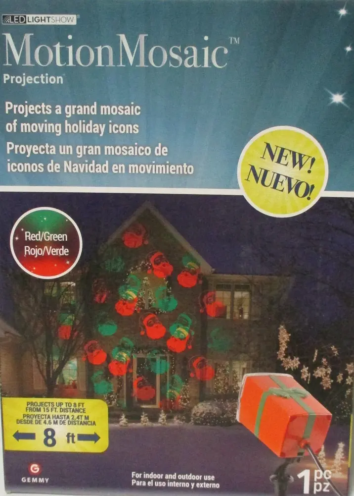 Gemmy Lightshow Motion Mosaic Projection – Santa Claus Theme (Red & Green) 1