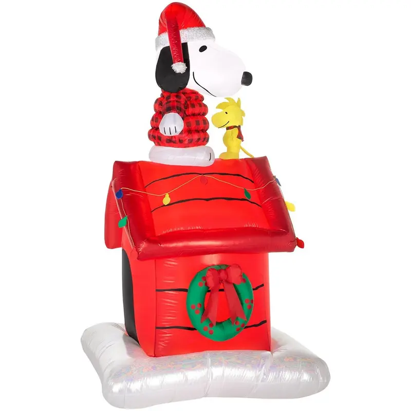 Gemmy Peanuts 8-Foot Pre-Lit Inflatable: Snoopy & Woodstock On Doghouse Scene 1