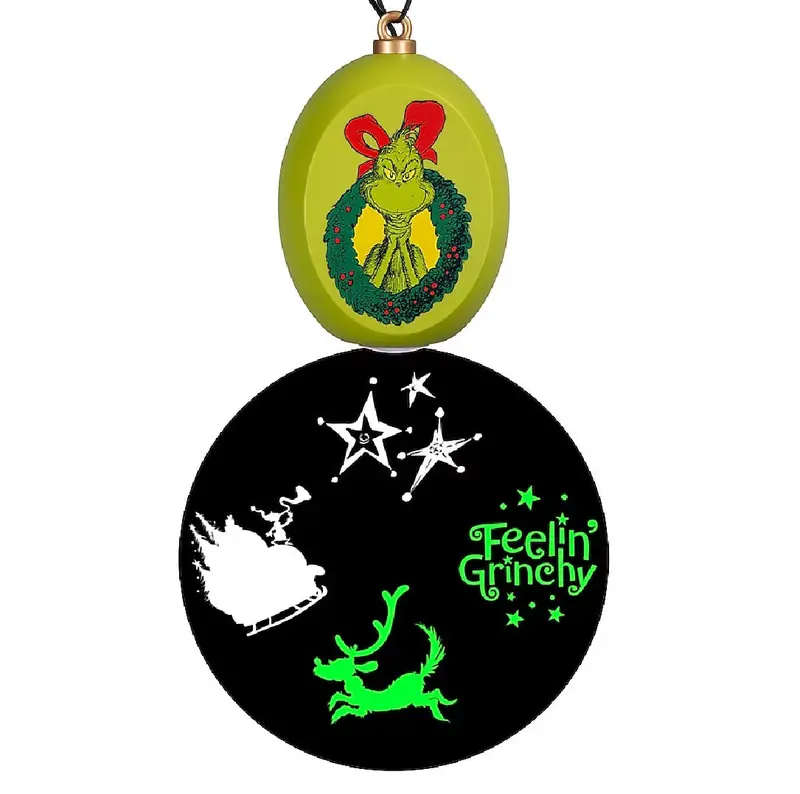Gemmy The Grinch Whirl-A-Motion Hanging Projection Ornament – 'Feeling Grinchy' Theme 1