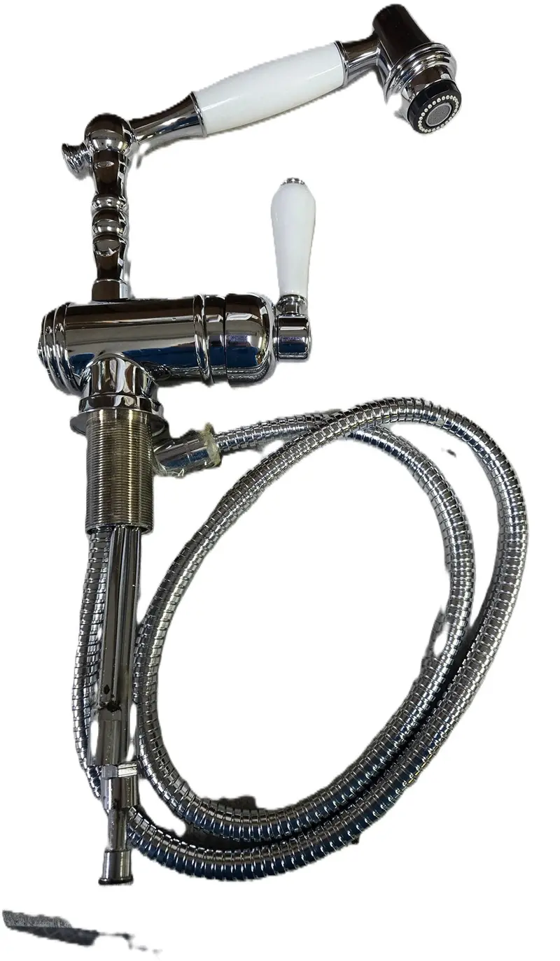 Gnutti Sebastiano 2079 Single-Hole Kitchen Faucet – Satin Nickel Finish With Reinforced Hose 1