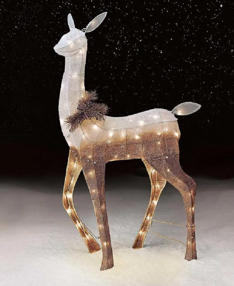 Gradient Gold Mesh Deer Ornament – 42-Inch Tall With 70 Warm White Lights 1