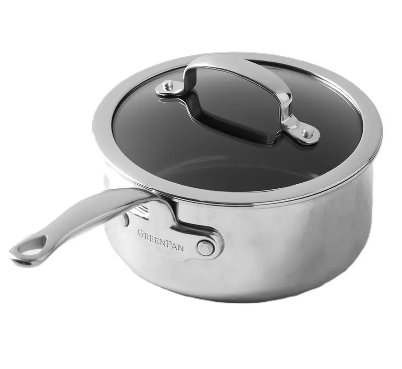Greenpan Craft 3.3-Quart Stainless Steel Saucepan With Ceramic Non-Stick Coating – Silver 1