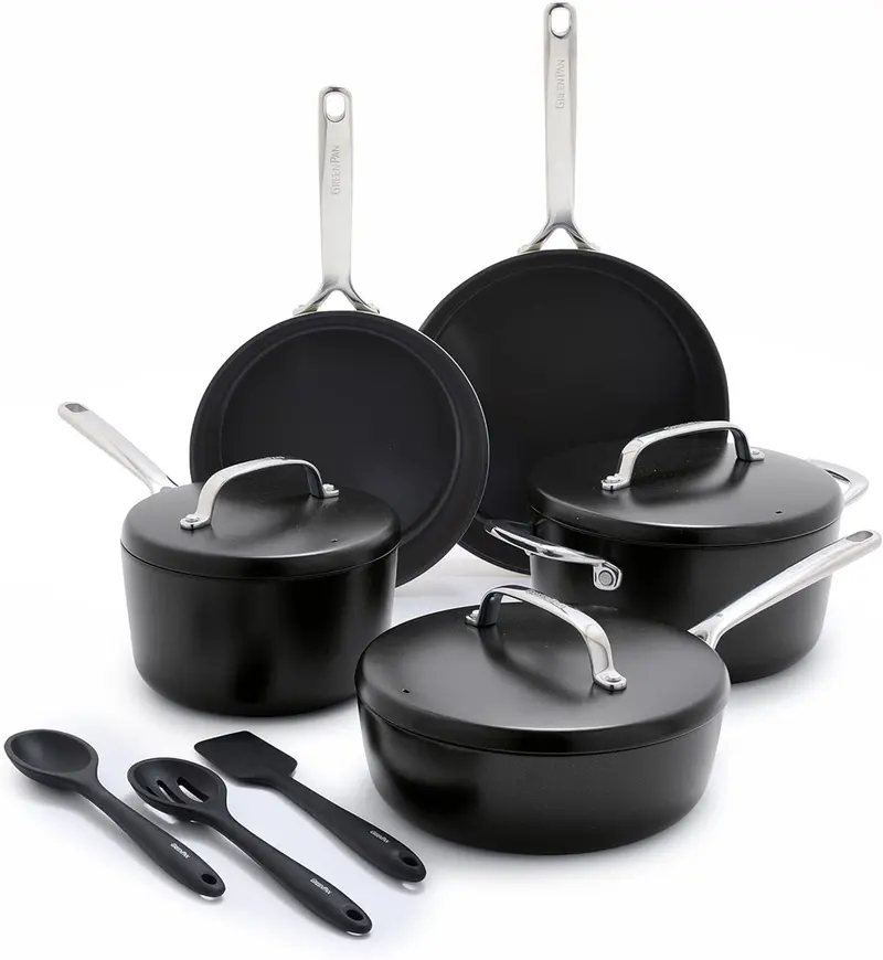 Greenpan Gp5 14-Piece Hard-Anodized Ceramic Non-Stick Cookware Set – Black 1