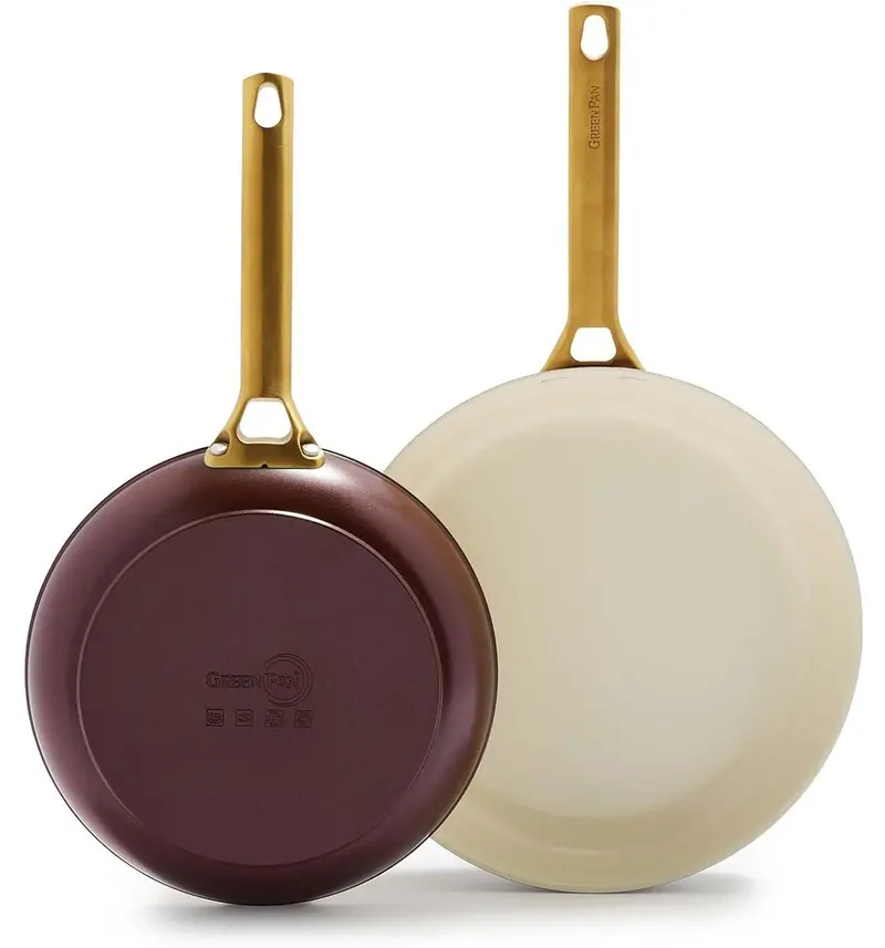 Greenpan Padova Hard-Anodized Ceramic Non-Stick Skillet Set – 10-Inch And 12-Inch, Burgundy 1
