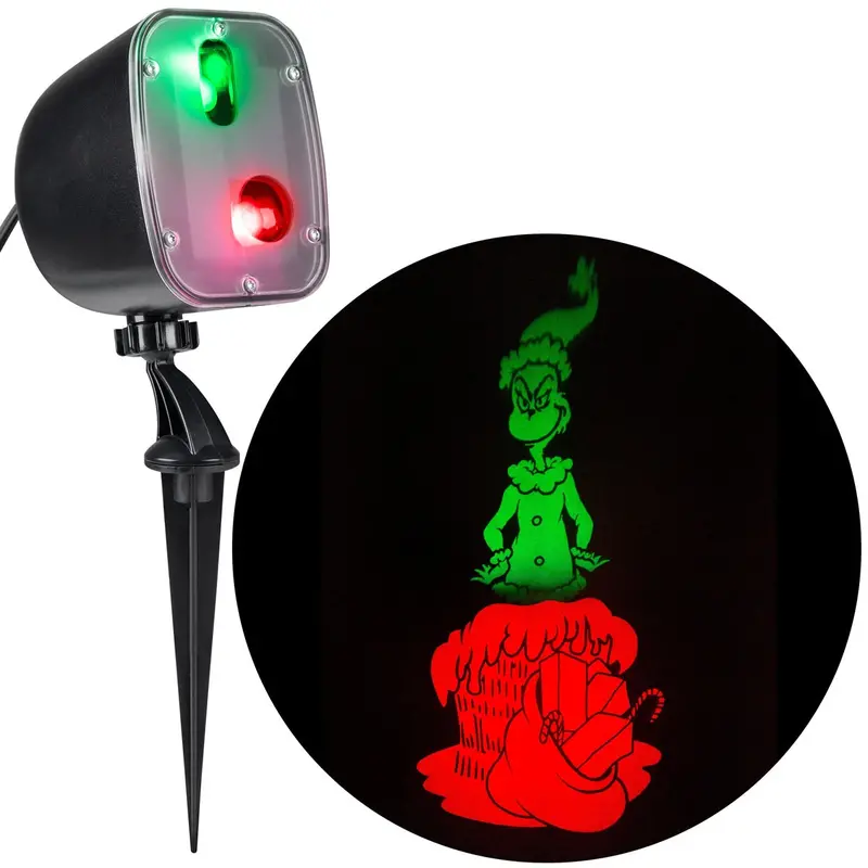 Grinch Lightshow Led Rising Plus Projection Lamp – Red And Green Holiday Light Show 1