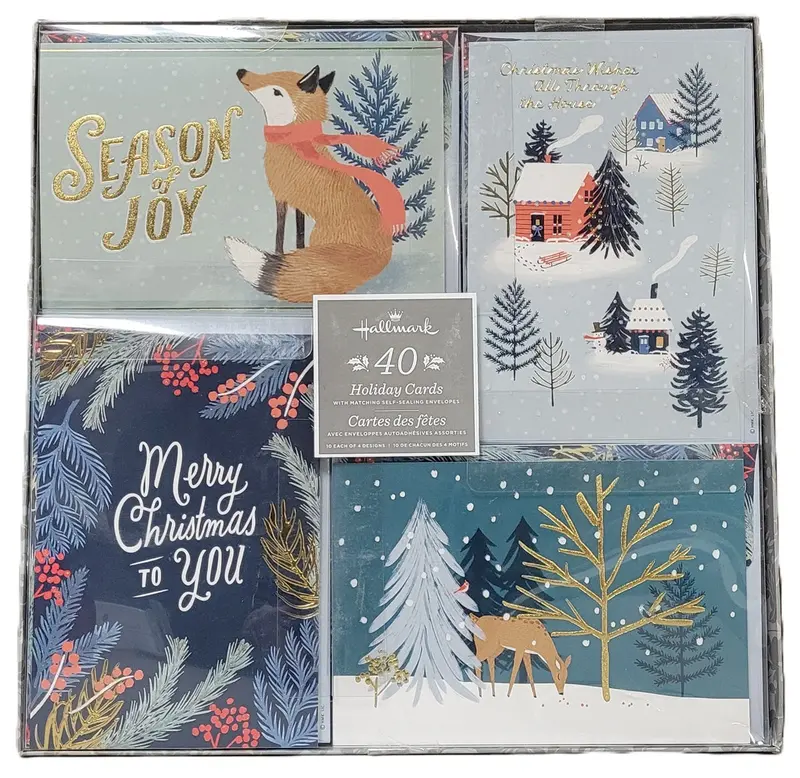 Hallmark Festive Metallic Holiday Greeting Card Assortment – 40-Pack 1
